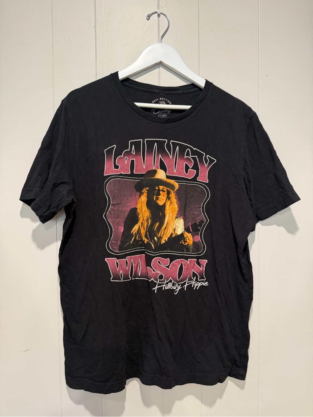 Country Road Black Lainey Wilson Graphic Tee with Pink & Cream Artwork